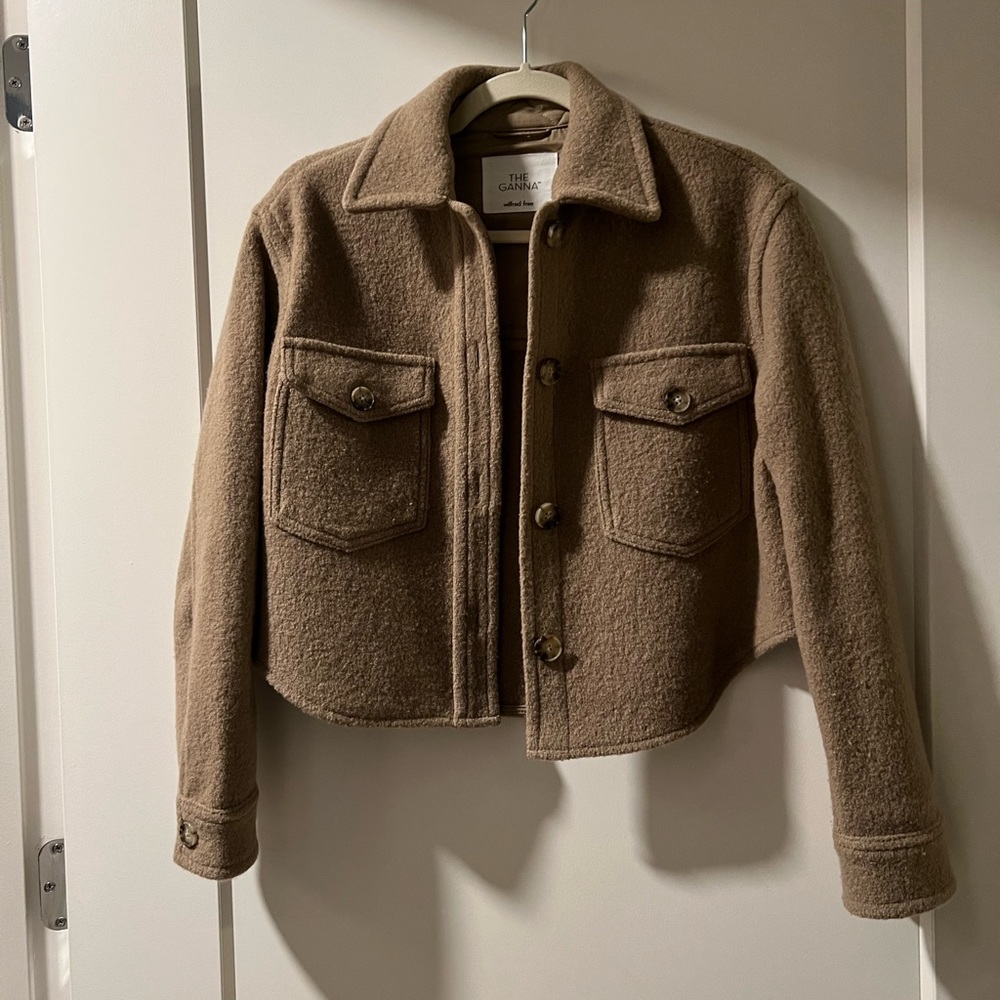 Aritzia Olive Green Cropped Wool Blend Jacket - Picture 7 of 14